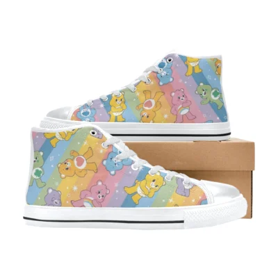 Top-down look at the comfortable padded insole inside the yellow Funshine Bear shoes.