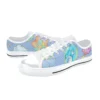 Side profile of comfortable blue canvas sneakers featuring Grumpy Bear for toddlers.