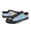 Rear heel view of the unbranded blue Grumpy Bear canvas footwear for back to school.