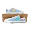 Vibrant blue canvas footwear featuring the classic 80s cartoon character Grumpy Bear.