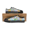 Front view of cute Garfield and Pookie bear pattern shoes for little girls.