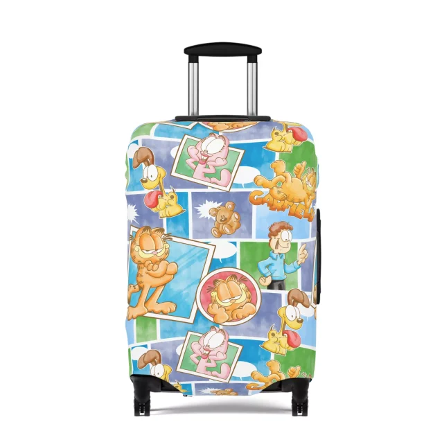 Laughs guaranteed: This Garfield luggage cover adds a touch of fun to your travels.