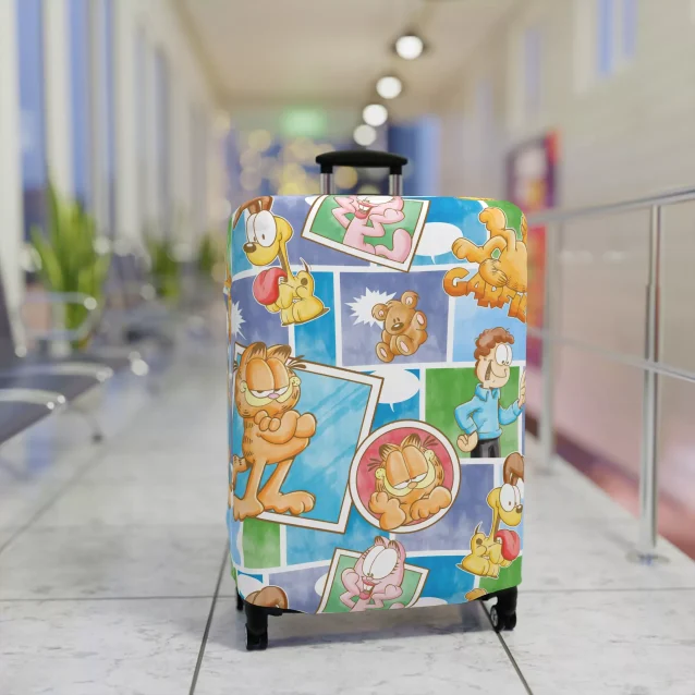 Purrfect for any destination: This Garfield luggage cover is the perfect travel companion.