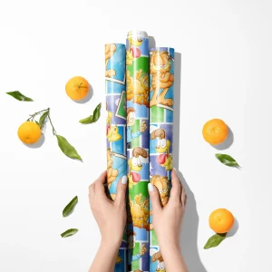 Multiple rolls of Garfield Wrapping Paper in various sizes.