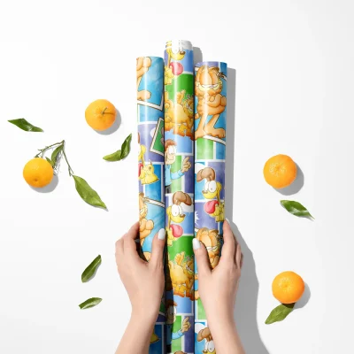 Multiple rolls of Garfield Wrapping Paper in various sizes=
