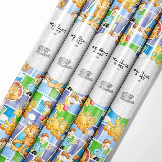 Garfield Wrapping Paper roll showcasing a funny comic strip design.