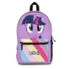 Front view of custom purple Twilight Sparkle My Little Pony backpack for school.