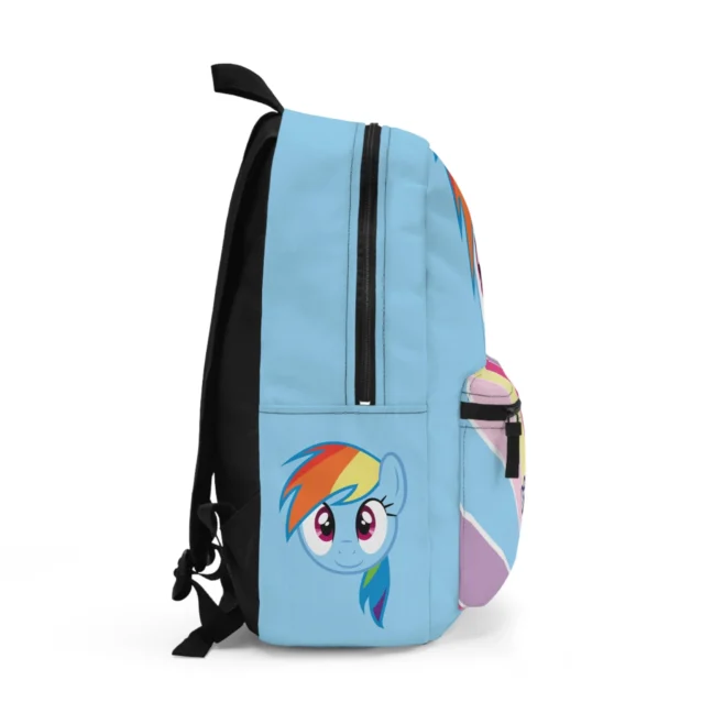Fast and fun blue Rainbow Dash personalized school bookbag for girls.
