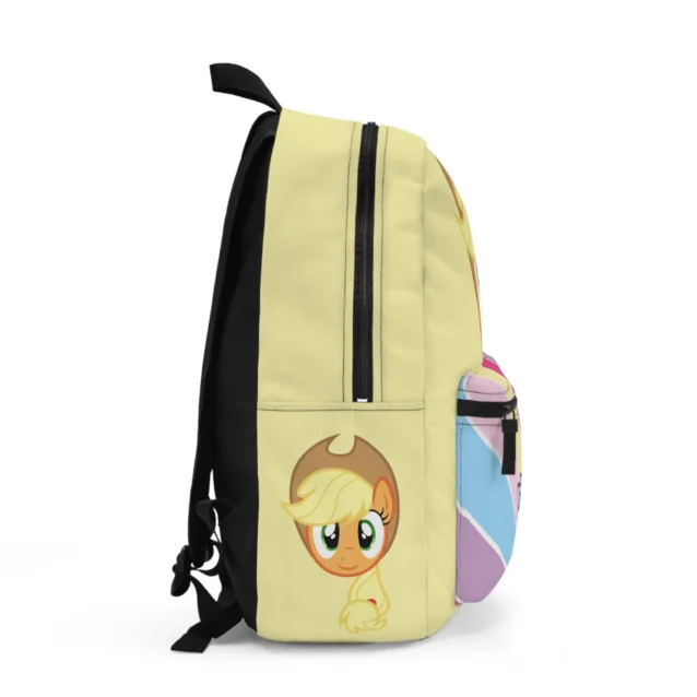 Beautiful pastel yellow personalized bookbag featuring Fluttershy and butterflies.
