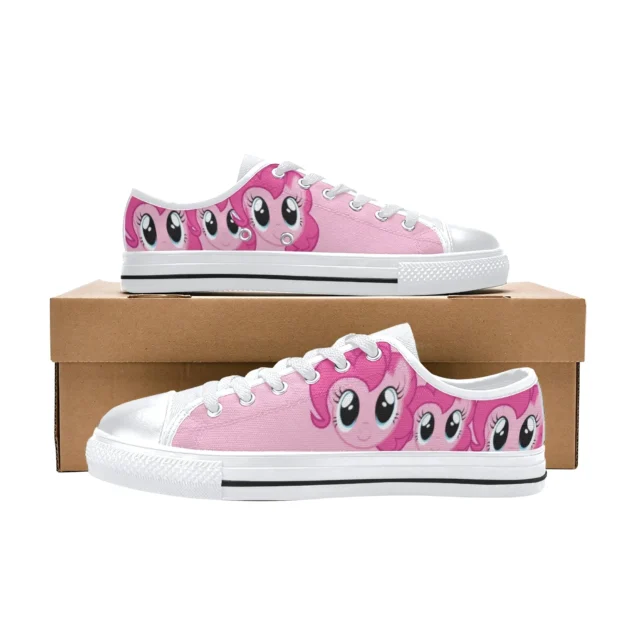 Front view of custom Pinkie Pie My Little Pony kids shoes.