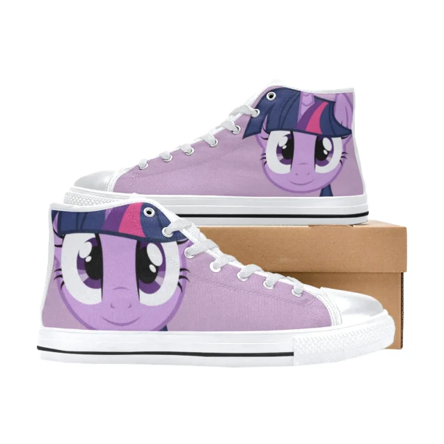 Front view of purple Twilight Sparkle My Little Pony shoes for kids.