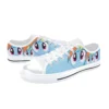Front view of bright blue Rainbow Dash shoes for kids and toddlers.