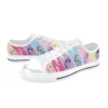 Detail shot of the durable white toe cap on the classic cartoon footwear.