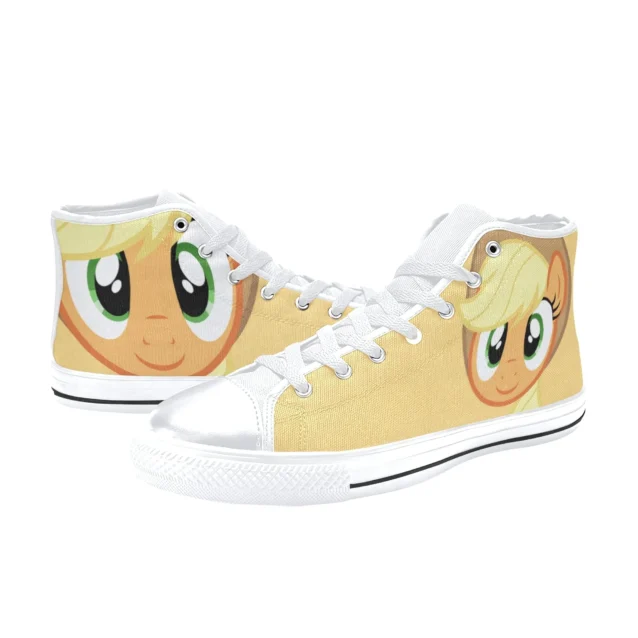 Detail shot of the white rubber toe cap on the Fluttershy footwear.
