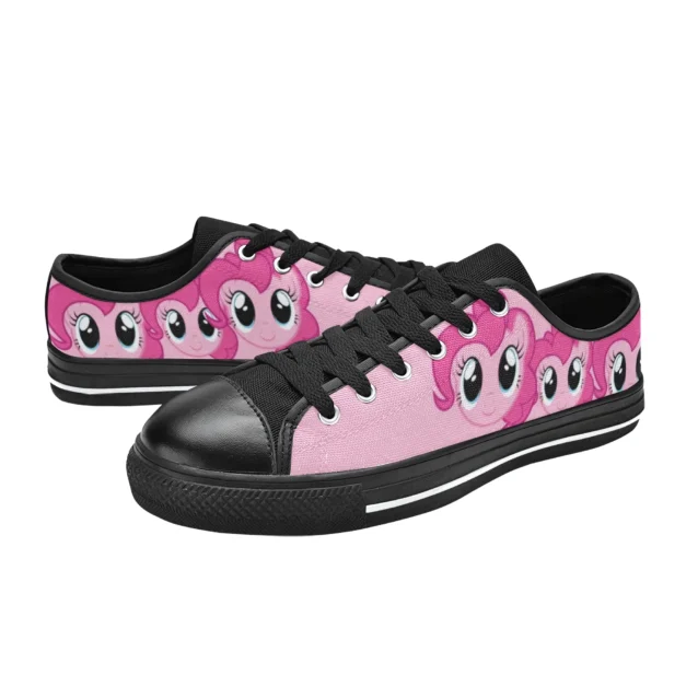 Side profile of comfortable pink canvas sneakers designed for girls.
