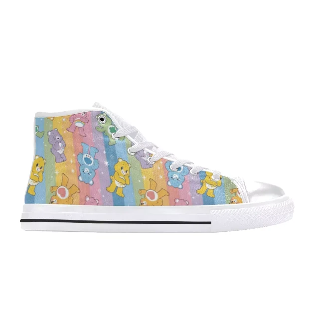 Colorful Care Bears sneakers for kids, perfect for spreading happiness with every step.
