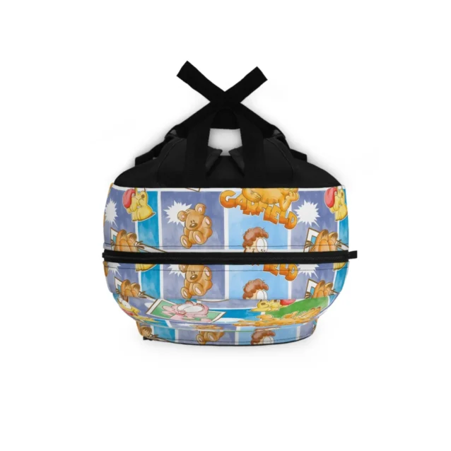 Custom personalized Garfield mini backpack for toddlers and preschool featuring compact durable storage and padded shoulder straps.