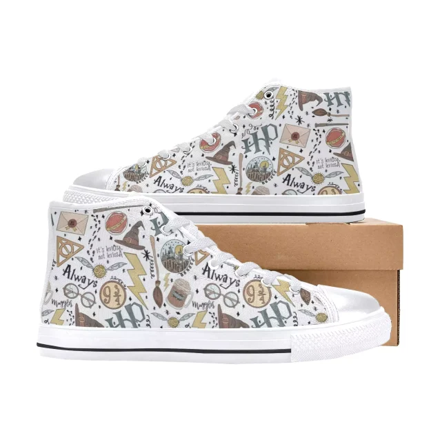 Soaring to Hogwarts? Pack these enchanting white shoes for a touch of wizarding style.