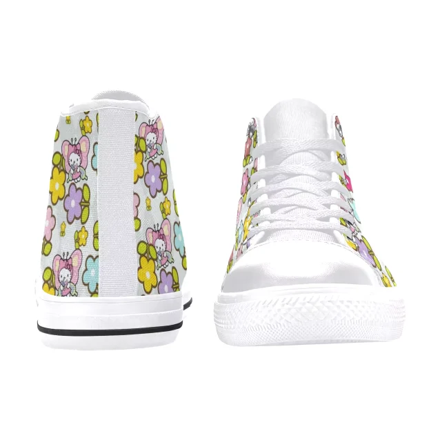 Adorable Hello Kitty shoes for kids with a blooming flower design.