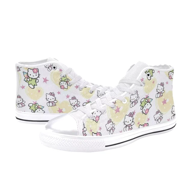 Stylish green sneakers with Hello Kitty for kids who love the classic character.