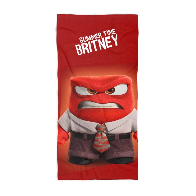 Warning: May cause flare-ups. Inside Out 2 Anger beach towel (2024).