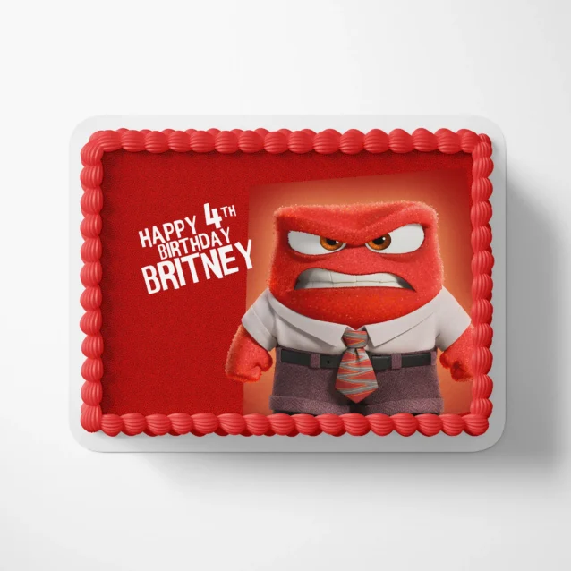 Anger from Inside Out edible image on a sheet birthday cake