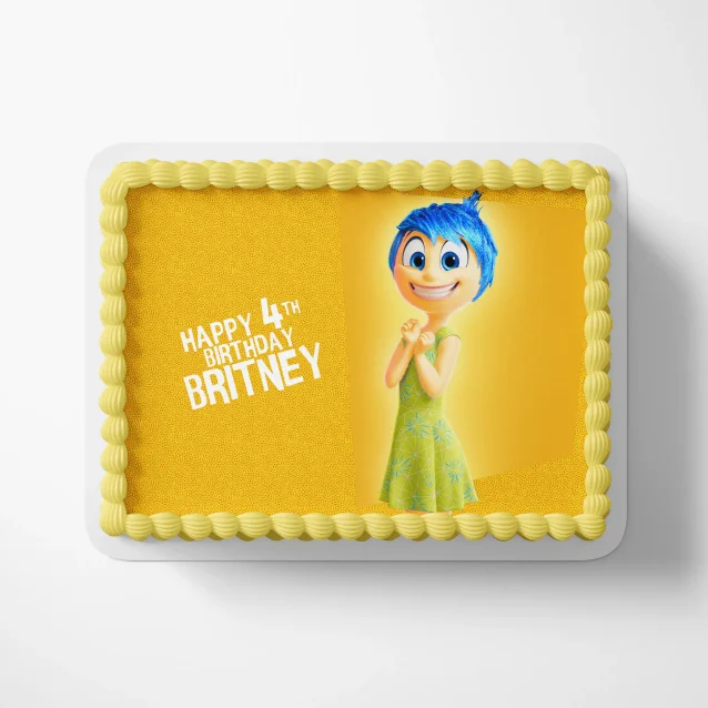 Joy from Inside Out edible image on a sheet birthday cake