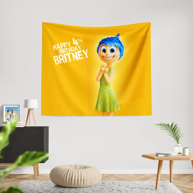 A festive birthday decoration with Joy from Inside Out, celebrating another year of happiness.