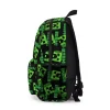 A "hostile mob" themed school bag with a custom name option, shown from the left side to display its full pattern.