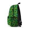 Side profile of a Minecraft Creeper school bag showing the mesh side pocket and durable black back panel.
