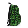 A complete view of the Minecraft Creeper carryall, showcasing the adjustable padded straps and top handle for easy carrying.
