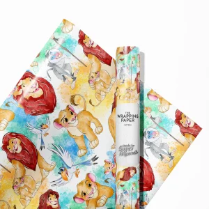 Lion King Wrapping Paper roll featuring Simba, Nala, Timon, and Pumbaa.