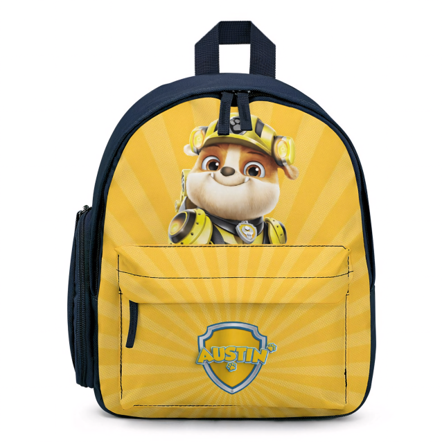 A personalized Paw Patrol backpack with Skye and Rubble, perfect for little adventurers.