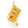 A red Christmas stocking with Winnie the Pooh and his friends.