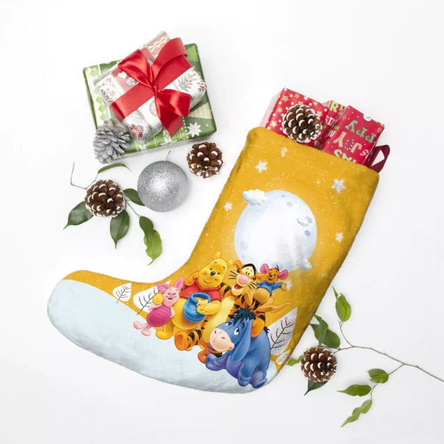Personalized Winnie the Pooh Christmas stocking, perfect for kids.