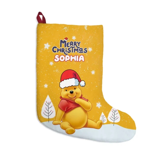 Cozy and festive Winnie the Pooh Christmas stocking.