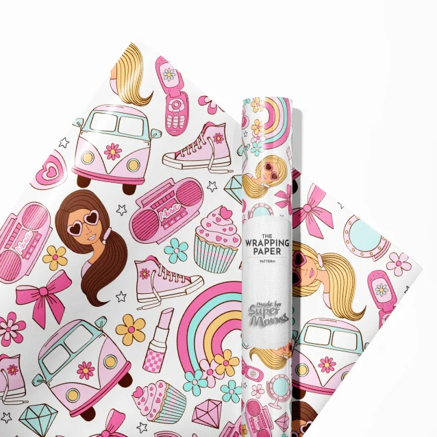 "Three rolls of Barbie wrapping paper in different sizes=