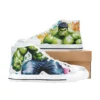 Top-down view of the secure lace-up fit on the Avengers cast canvas sneakers.