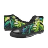 Close-up of the ankle support and vintage comic graphics on the Hulk high-top shoes.