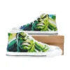 Rear view of the Incredible Hulk comic art sneakers highlighting the dark canvas spine.
