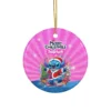 Personalized Stitch Christmas ornament, Christmas Tree (Pink) design — 3.5 inch shatterproof aluminum with ribbon, custom name and year