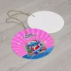 Personalized Stitch Christmas ornament, Christmas Tree (Pink) design — 3.5 inch shatterproof aluminum with ribbon, custom name and year
