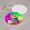 Personalized Stitch Christmas ornament, Cosmic Galaxy (Colorful) design — 3.5 inch shatterproof aluminum with ribbon, custom name and year