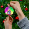 Personalized Stitch Christmas ornament, Cosmic Galaxy (Colorful) design — 3.5 inch shatterproof aluminum with ribbon, custom name and year