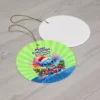 Personalized Stitch Christmas ornament, Holiday Wreath (Green) design — 3.5 inch shatterproof aluminum with ribbon, custom name and year