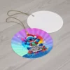 Personalized Stitch Christmas ornament, Rainbow Watercolor (Purple) design — 3.5 inch shatterproof aluminum with ribbon, custom name and year