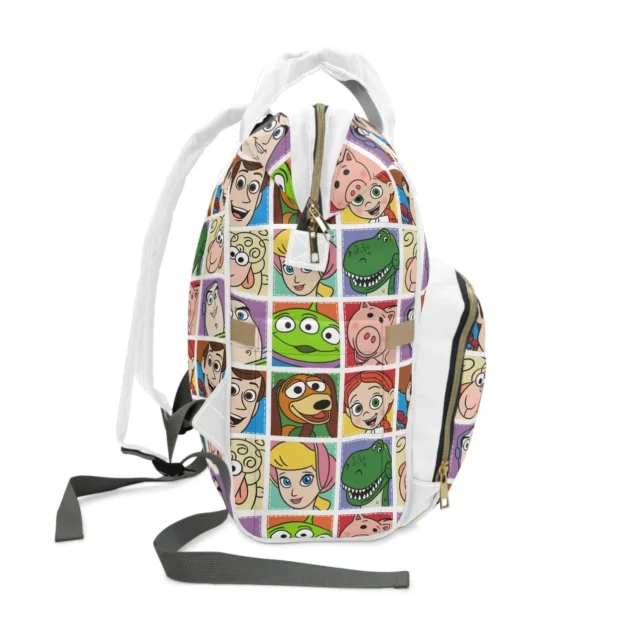 Water-resistant premium canvas exterior of the Buzz Lightyear green daypack effortlessly repelling spilled liquid.