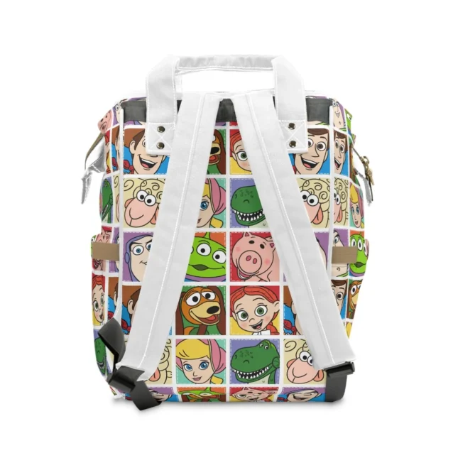 Back view of the Pixar maternity backpack highlighting the ergonomic, breathable mesh padded shoulder straps.