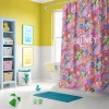 Kid's bathroom featuring a fun and durable Bluey Shower Curtain, preventing water splashes and adding a touch of cartoon magic to the decor.