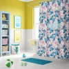 Custom Lilo & Stitch shower curtain featuring Lilo and Stitch in a fun tropical Hawaiian design.